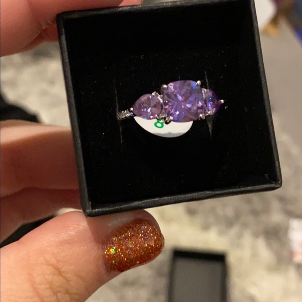 Amethyst and white topaz ring size 8